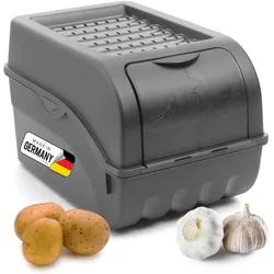 Kartoffel Aufbewahrungsbox   mittel 5L   ANTHRAZIT GRAU   Zwiebelbox   Gemüsebox stapelbar Kartoffelbox Zwiebel Aufbewahrung Kartoffelkorb Obstbehälter Kartoffelkiste Frischhaltedose