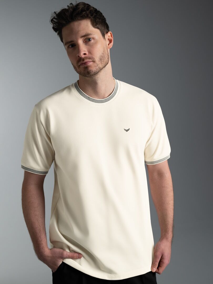 T-Shirt TRIGEMA "TRIGEMA T-Shirt in Piqué-Qualität", Herren, Gr. XXL, beige (natur), Piqué, 100% Baumwolle, Basic, Rundhals, Shirts T-Shirt natur XXL