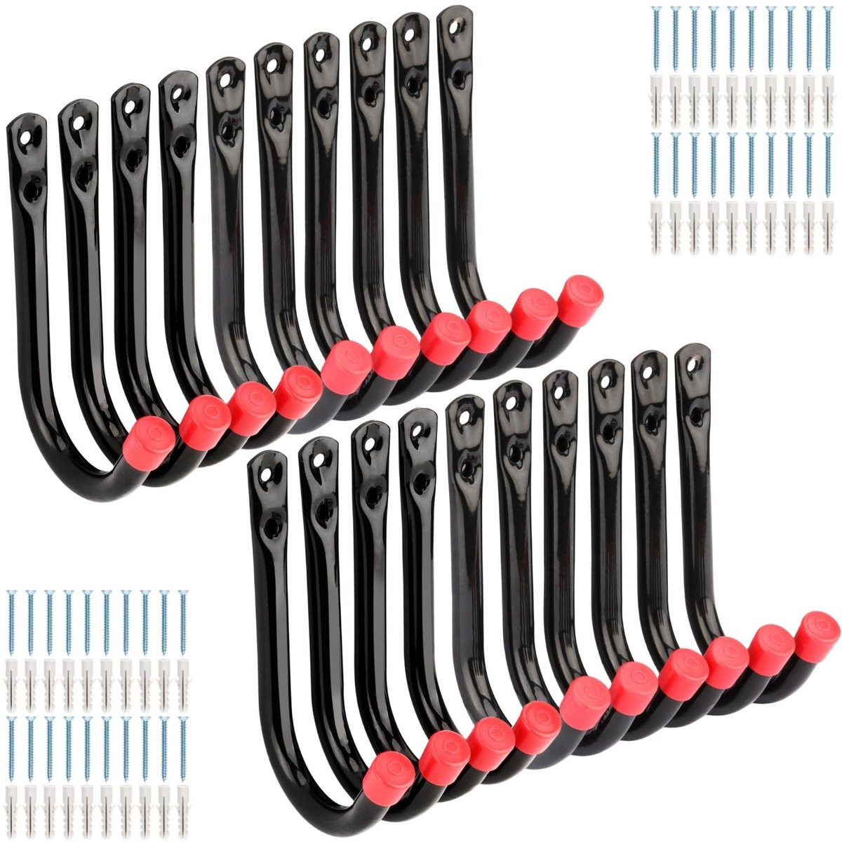 Omgoods Garagehaken 20 stuks - Zware stalen wandbeugels voor opslag in de garage of opslagruimte