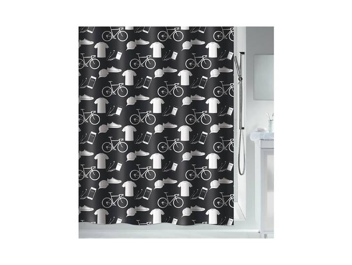Spirella Patchwork Textilduschvorhang 180x200cm Schwarz
