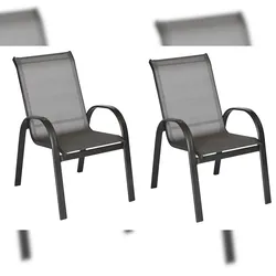 Merxx Amalfi Stapelsessel Set 2tlg., 2 Stapelsessel, Aluminium/Textil, Graphit/Grau