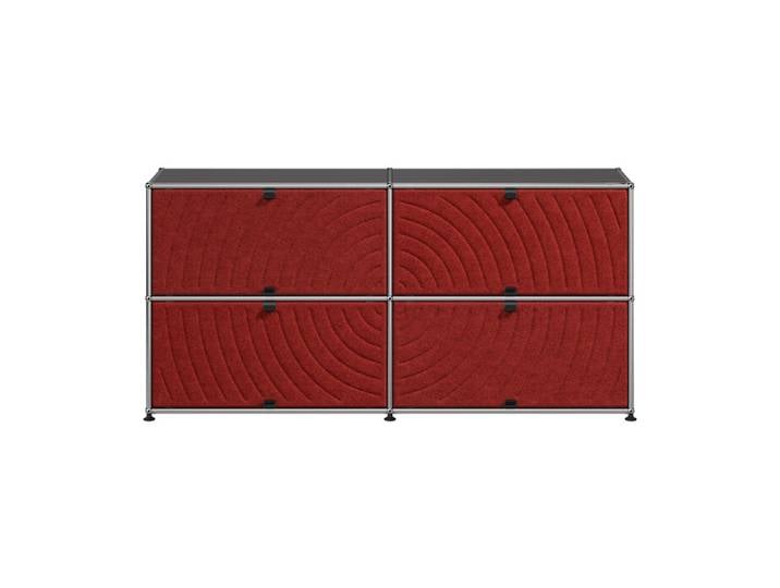 USM Haller Sideboard M68 anthrazitgrau Soft Panels rot 2-fach breit 4 152.3x74x37.3 cm