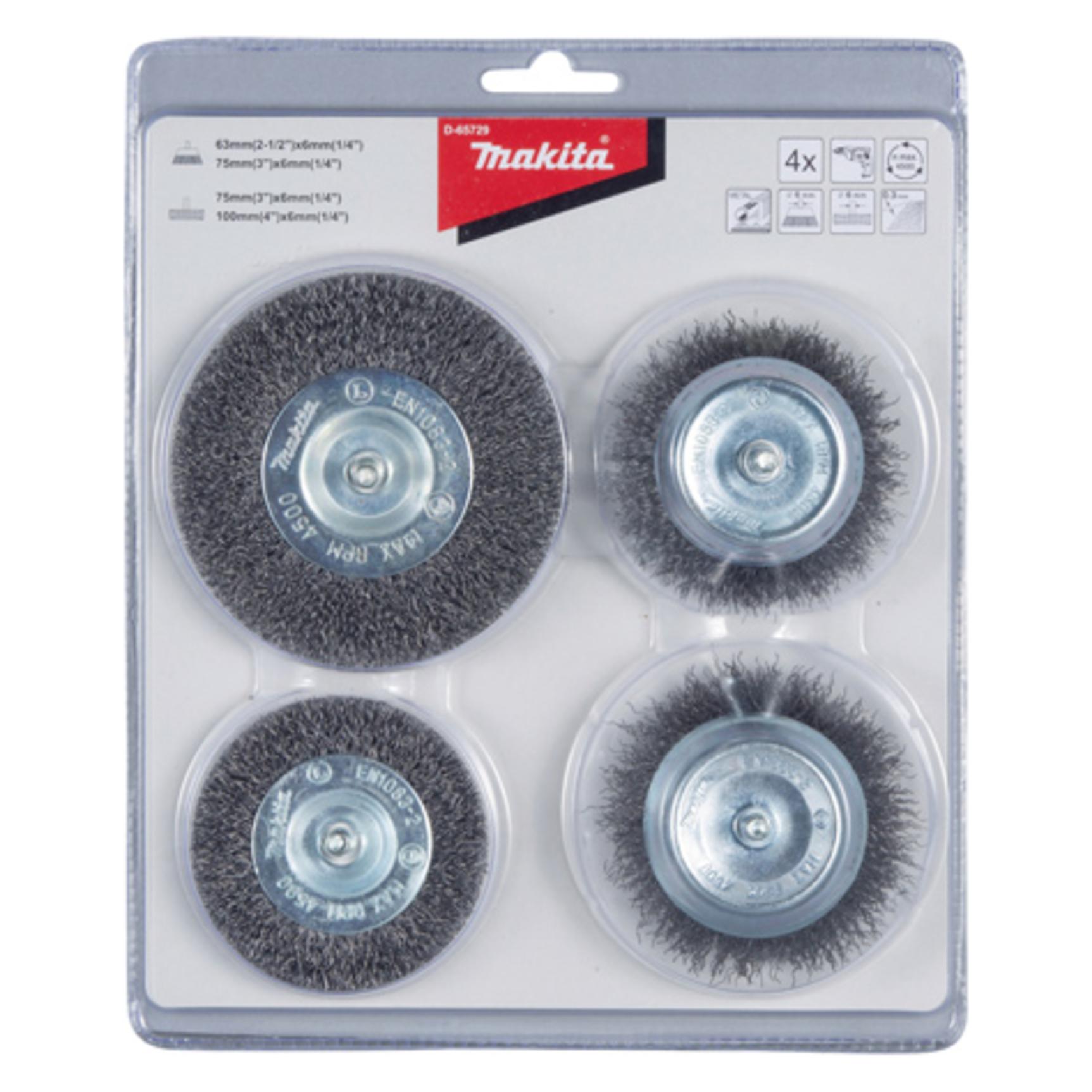 Makita Rundbürsten-Set 4-tlg. Stahl (D-65729)