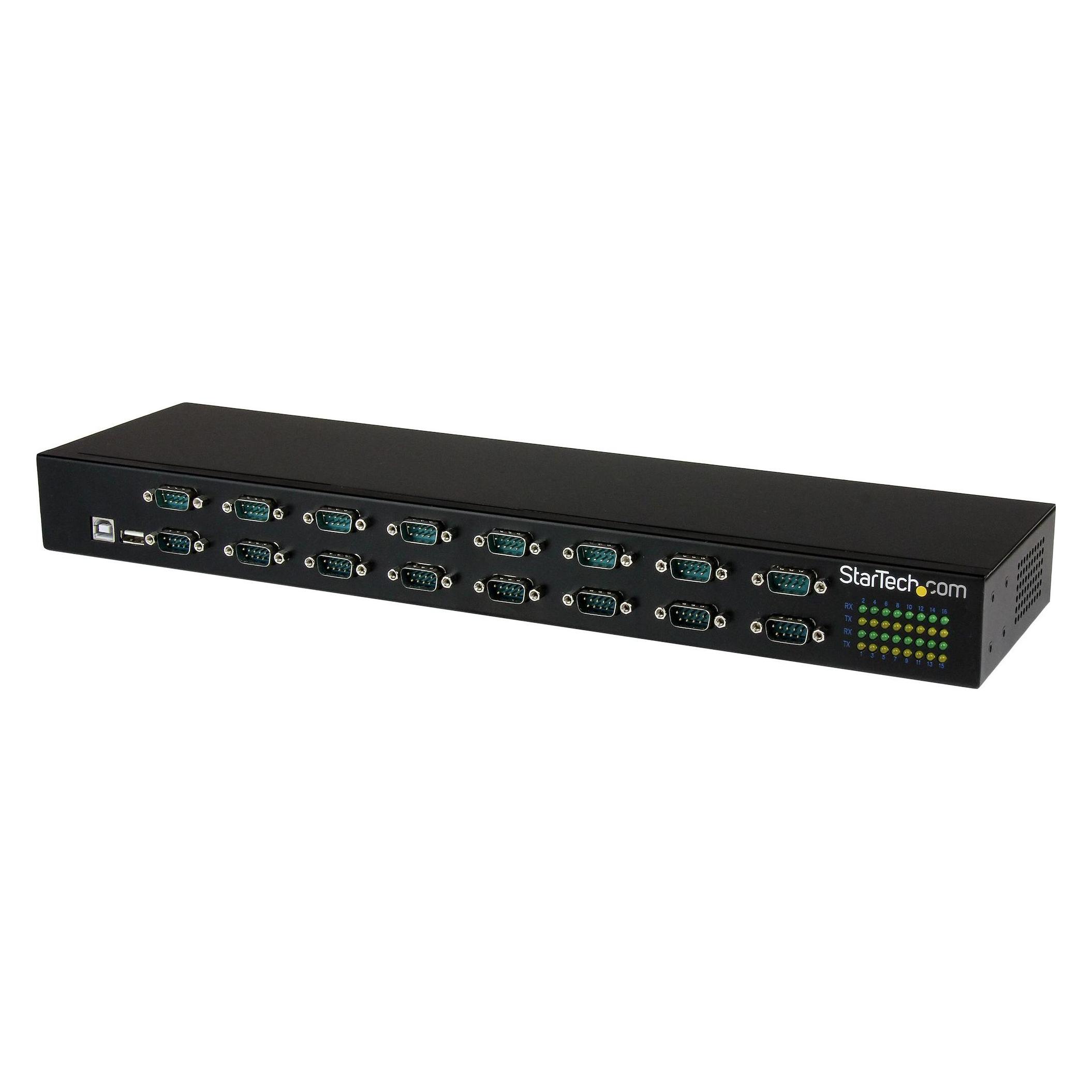 StarTech 16 Port USB zu Seriell Adpater Hub - USB zu RS232 Port Adapter mit Reihenschaltung - Rackmontage (USB-A, 16 Ports) (ICUSB23216FD)