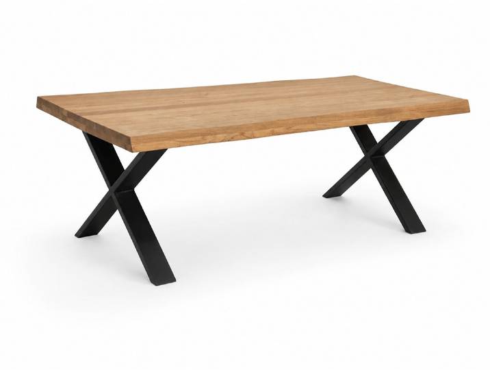 Couchtisch GOODPRODUCT Narvik, Wohnzimmertisch, Sofatisch, Beistelltisch, Kaffeetisch , braun (natur, schwarz, natur), B:110cm H:40cm T:60cm, Tische, Couchtisch, Wildeiche geölt Natur/Smoke, Baumkante, Metallgestell