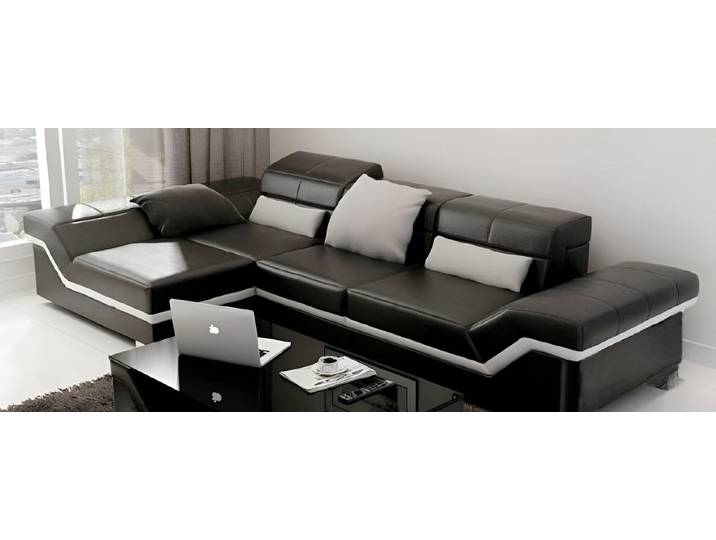 JVmoebel Ecksofa Elegantes schwarzes Ledersofa mit USB-Anschlüssen und Komfort, Made in Europa