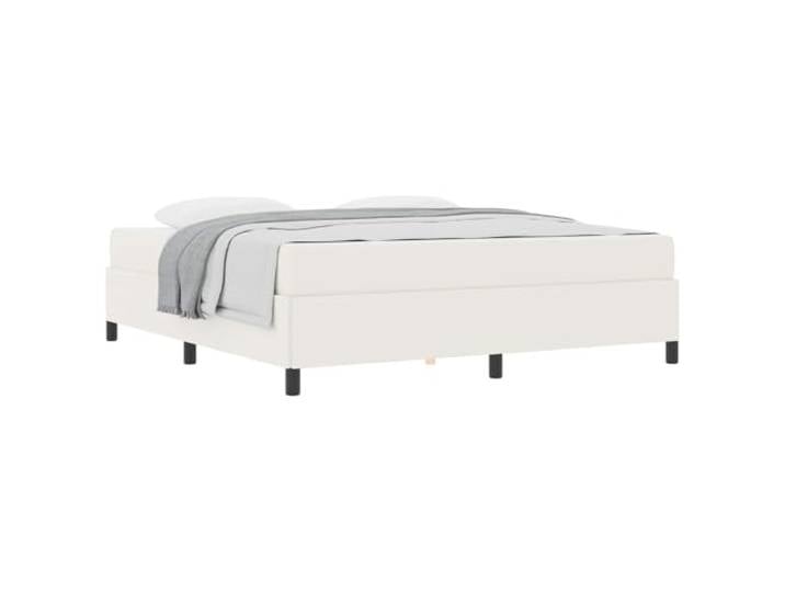 KKgypkn Moderner Bettrahmen mit Matratze 180x200 cm, Doppelbett aus Stoff und Holzwerkstoff, inklusive atmungsaktiver Taschenfederkernmatratze, weiße Stoffakzente, stabile Kunststofffüße,