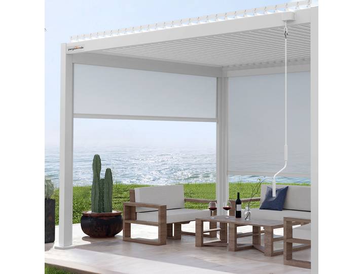 pergomondo Screen-Rollo für Pergola mit Lamellendach 4 m, weiß