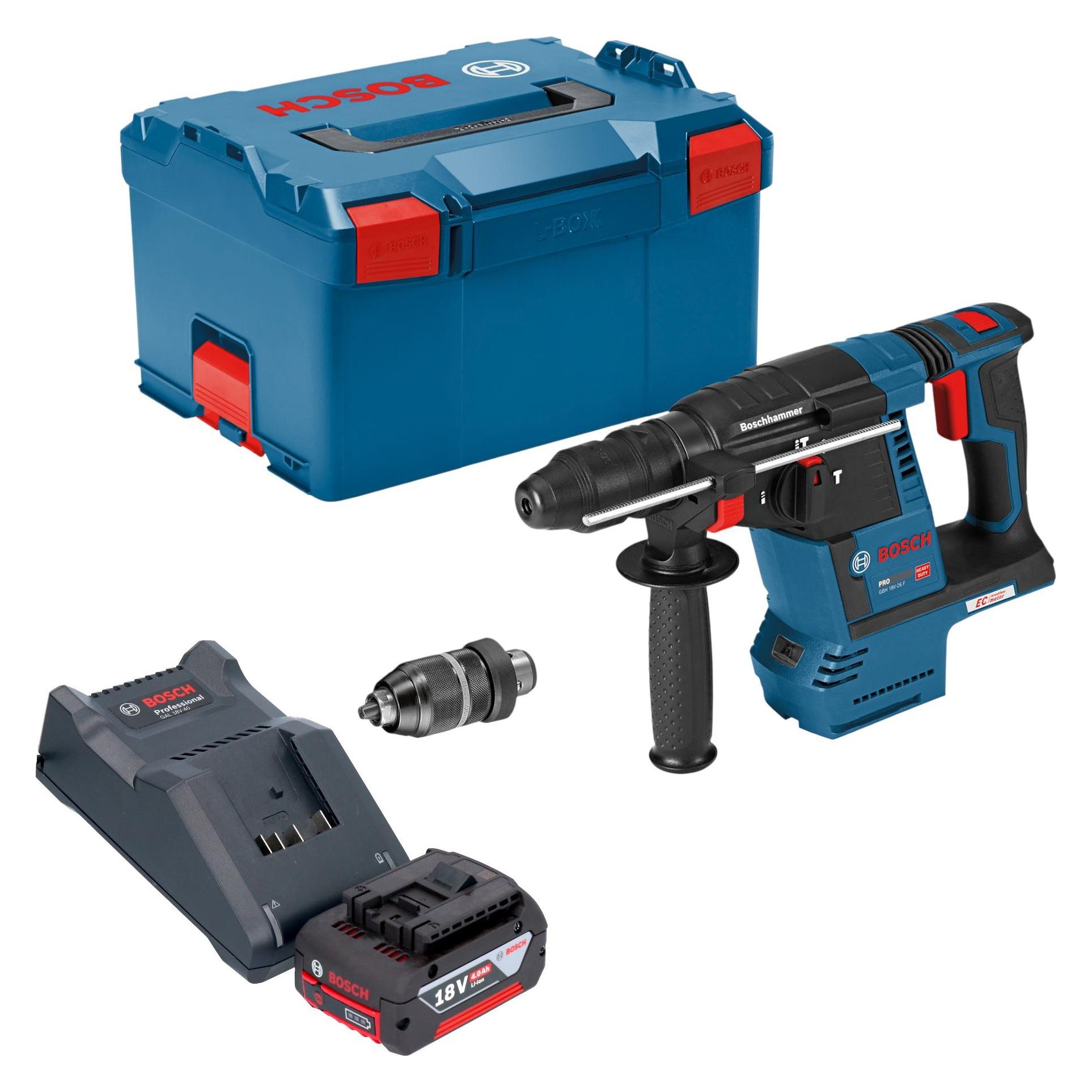 Bosch Professional GBH 18V-26 F Professional Akku Bohrhammer 18 V 2,6 J SDS plus Brushless + 1x Akku 4,0 Ah + (Bohrhammer) (65864899)