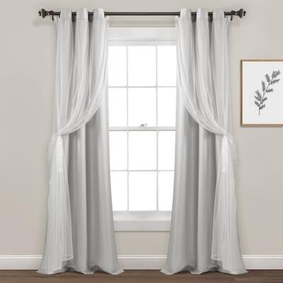 Lush Decor Cottage Polka Dot Sheer Window Curtain Panels Including Tieback Set