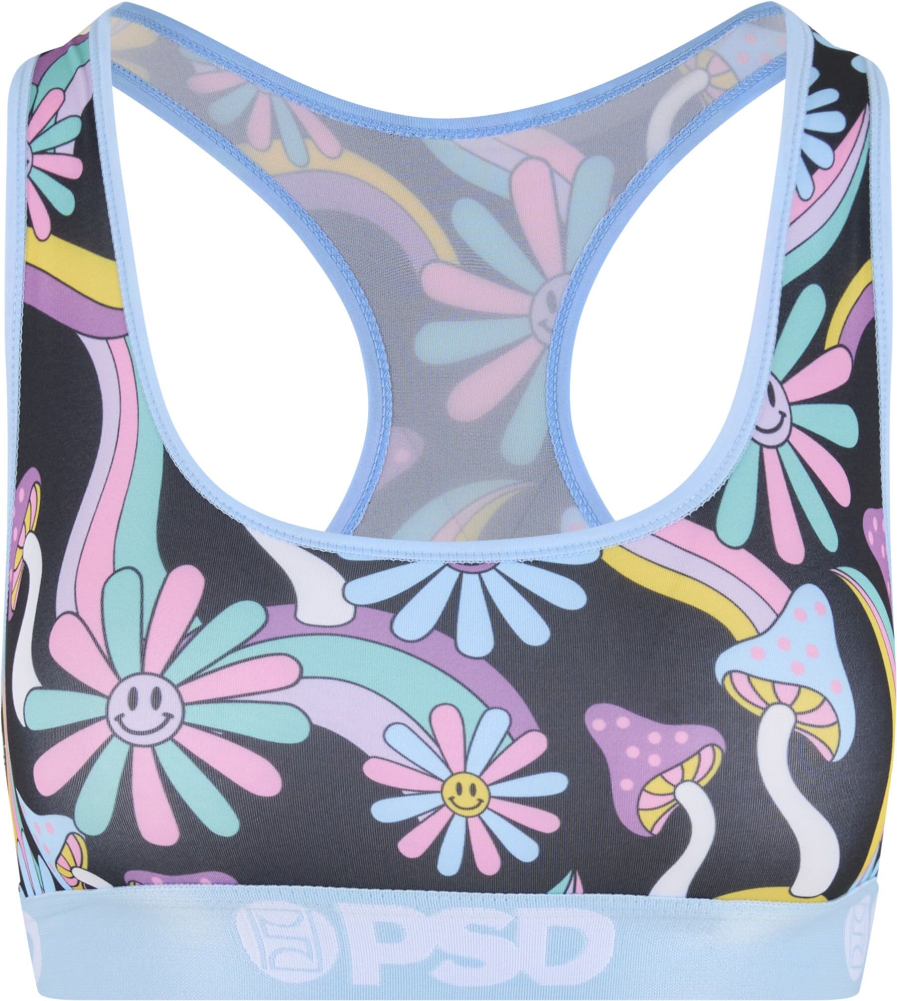 Sport-BH PSD "PSD HAPPY SHROOMS SB", Damen, Gr. S, Cup 0, bunt (multi color), 88% Polyester, 12% Elasthan, BHs Sport-BH