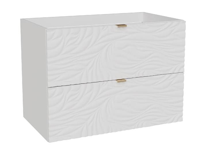 Meuble sous vasque suspendu texturé - Blanc - 80 cm - RINAREL