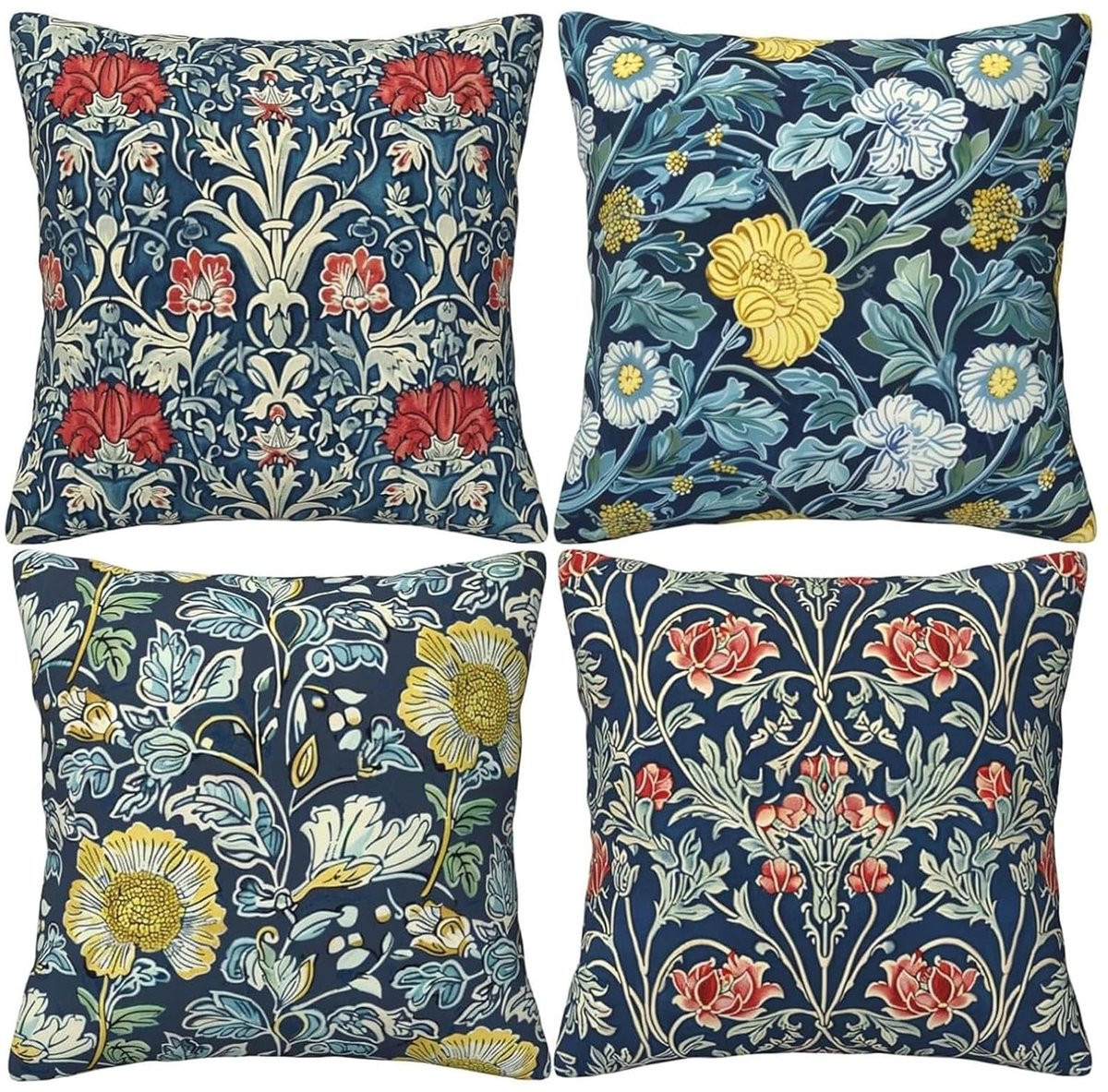 Set van 4 Vintage Bloemen Kussenhoezen voor Kunstzinnige Decoratie