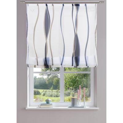 Raffrollo OTTO HOME "Dimona" Gr. 6, bunt (weiß, blau), B:140cm H:140cm, Voile, Obermaterial: 100% Polyester, Raffrollos, Transparent, Voile, Polyester, Wellen