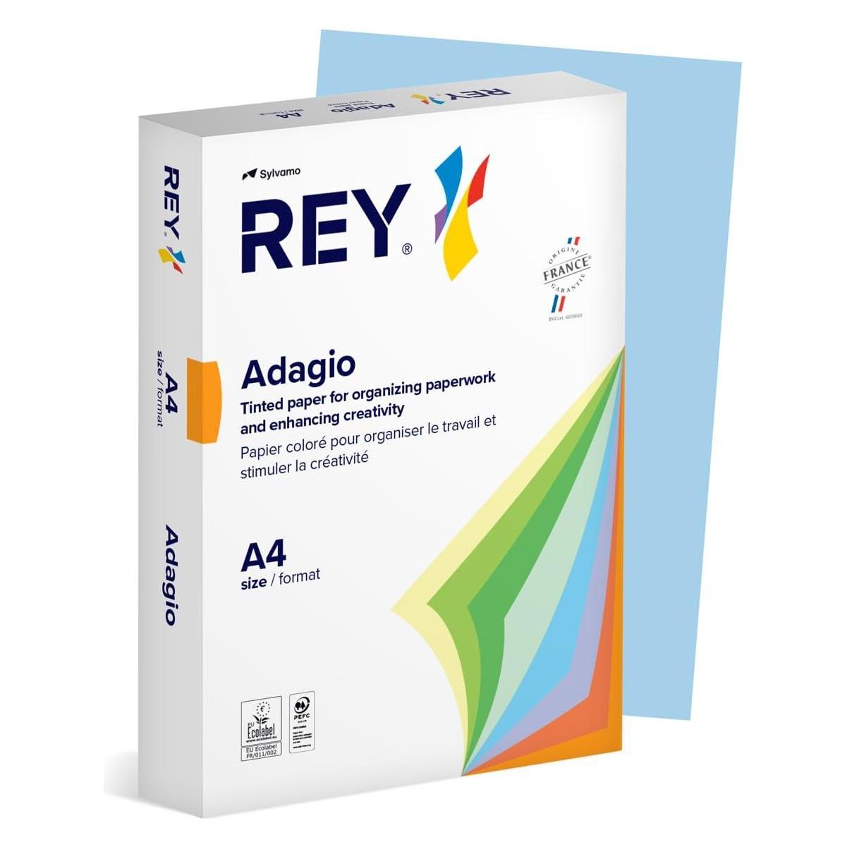 Rey Farbiges Papier RYADA160X403 Pastellblau 160 g/qm (A4, 250 Blätter, 160 g/m²) (RYADA160X403)