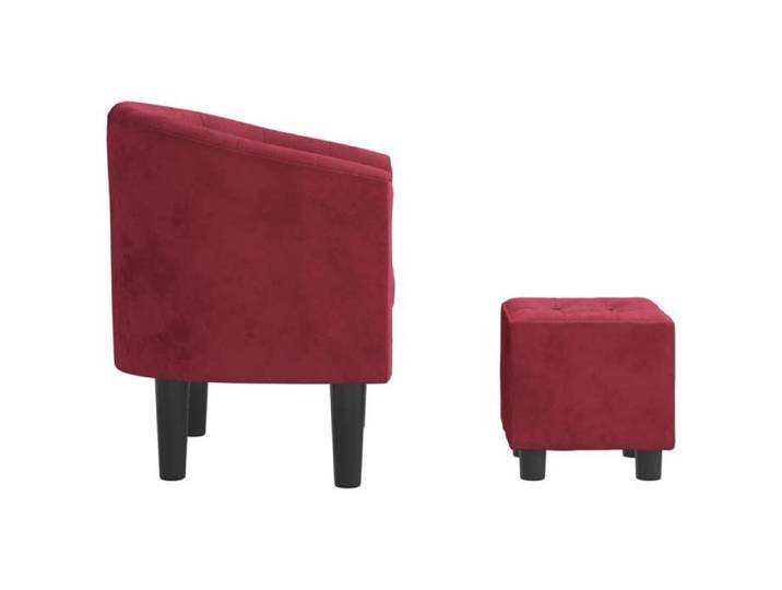 Fauteuil cabriolet avec repose-pied - WIENS - Rouge bordeaux - Velours - 70x56x68 cm - Repose-pied inclus