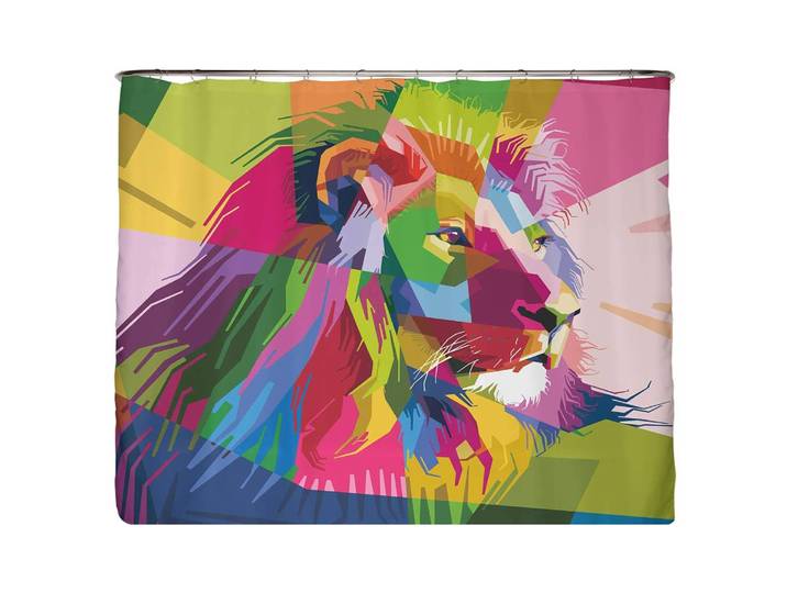 Rideau de douche PS recyclé Lion Microfibre Multicolore 240 x 200cm