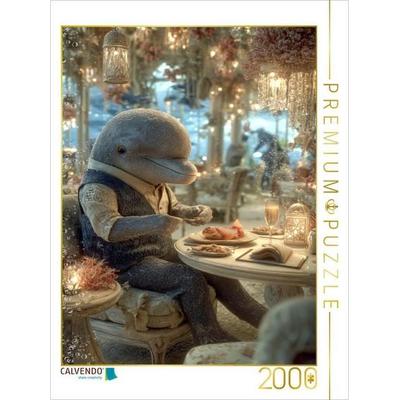 CALVENDO Puzzle Eleganter Delfin beim Dinner unter Wasser | 2000 Teile Lege-Größe 90x67cm Foto-Puzzle für glückliche Stunden