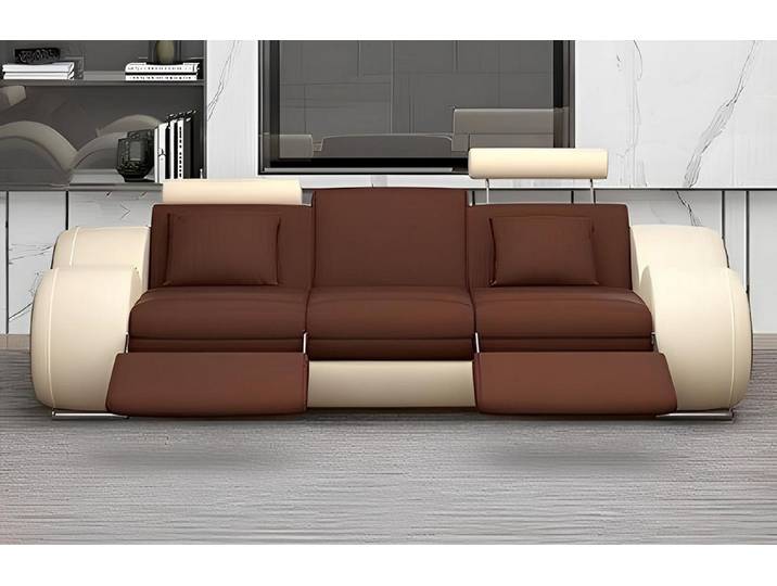 Xlmoebel 3-Sitzer Ledersofa im modernen Design mit großzügigen Sitzflächen, 3-Sitzer, Hergestellt in Europa