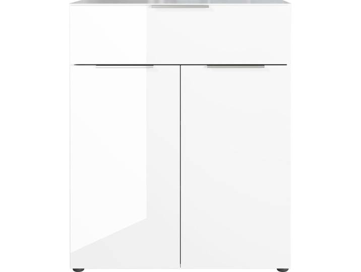 Kommode OAKLAND 83 x 102 cm Glas Weiß/Weiß