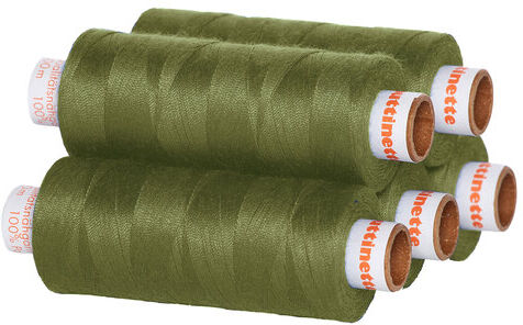 buttinette Universal-Nähgarn, Stärke: 100, 5er-Pack, oliv
