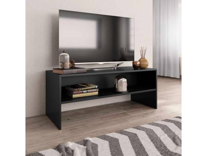 HEFZGDB TV-Schrank Schwarz 100x40x40 cm Holzwerkstoff mit offenem Fach für Multimedia-Geräte und Aufbewahrung, robuster TV-Unterbau in zeitlosem Design für Wohnzimmer, einfach