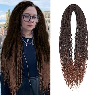 Dreadlock-Verlängerungen, doppelendig, 61 cm, 3-in-1-Set, gemischte hellbraune bis blonde Dreads, synthetische, lockige Enden, Hippie-Stil, gewellte Boho-Dreads, 20 Stränge, handgefertigte Dreads