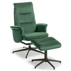 Sessel mit Hocker Moena Stoff Grün