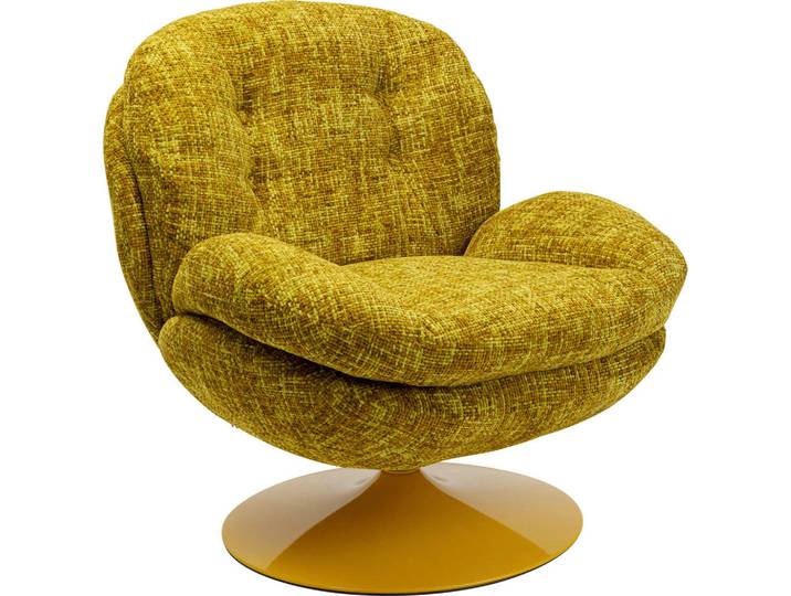 Kare-Design Sessel, Gelb, Metall, 84x86x89 cm, Europäischer Sicherheitsstandard, Sitzfläche 360° drehbar, Wohnzimmer, Sessel, Polstersessel