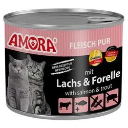 AMORA Cat Fleisch Pur mit Lachs & Forelle | 6x 200g