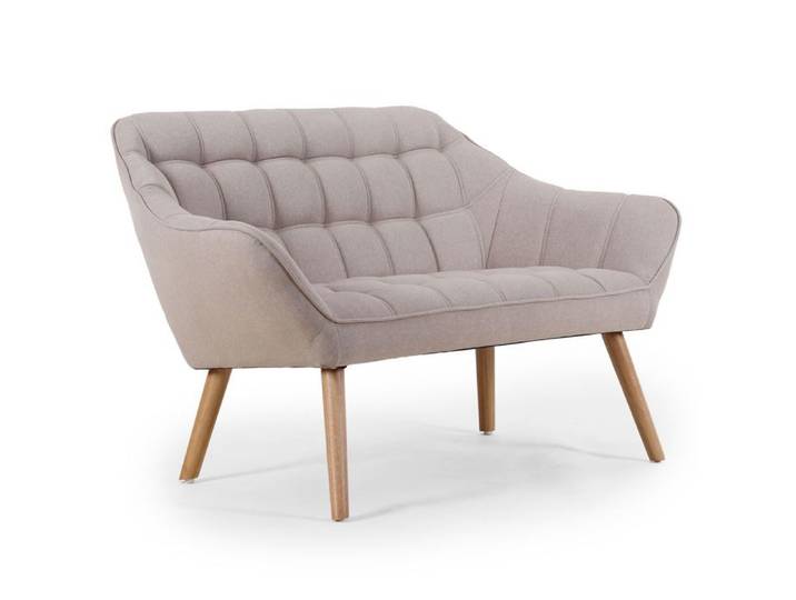 MENZZO Canapé 2 places Scandinave Zentao Tissu Beige -L128 x P75 x H76cm