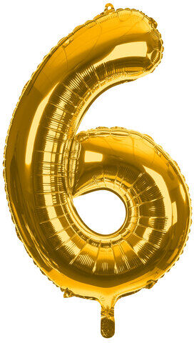 Folienballon "6", gold, 86 cm