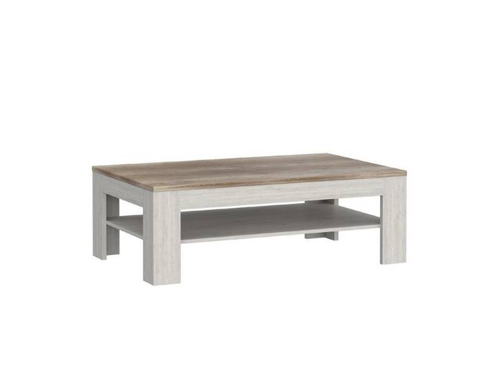 Newroom Couchtisch Pinie Weiß 120 cm, Couchtisch Pinie Weiß Modern Wohnzimmertisch Sofatisch Wohnzimmer