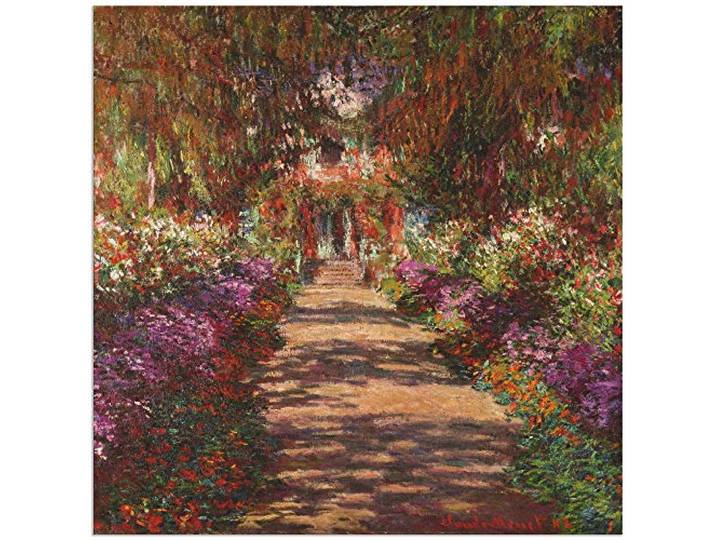 ARTland Wanddeko Wandbild Alu Verbundplatte für Innen & Outdoor Bild 70x70 cm Pflanzen Bäume Blumen Weg in Monets Garten in Giverny 1902 Impressionismus Claude Monet T6UD
