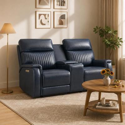 UR livingroom Genuine Leather Zero Gravity Power Reclining Sofa with Headrest, Lumbar & USB, Living Room Set