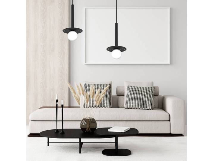 Glas Hängelampe Futura Eko-Light, dimmbar, schwarz, für Wohn- / Esszimmer, Metall, Modern, Pendelleuchte
