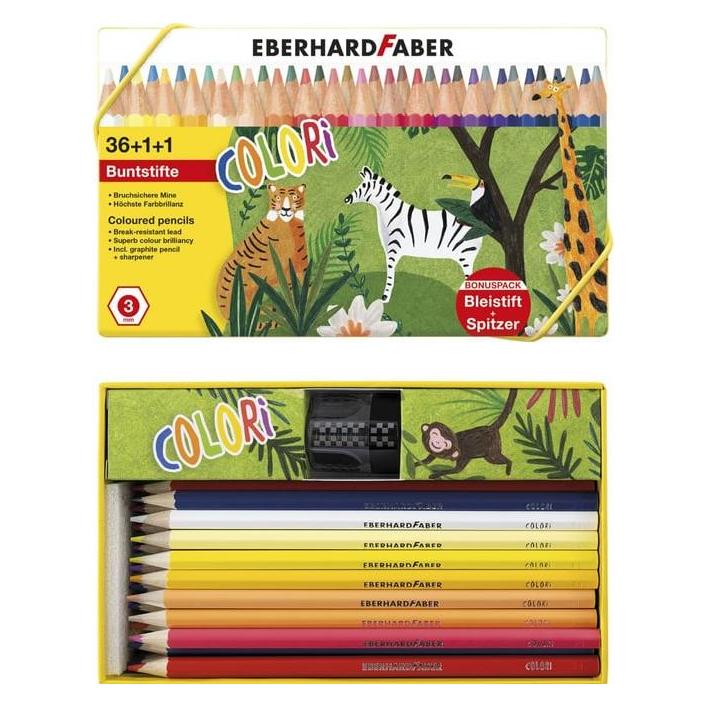 EberhardFaber Farbstift Colori Buntstifte Kartonbox mit 36 Buntstiften, 3 mm, sortiert (36x) (514838)