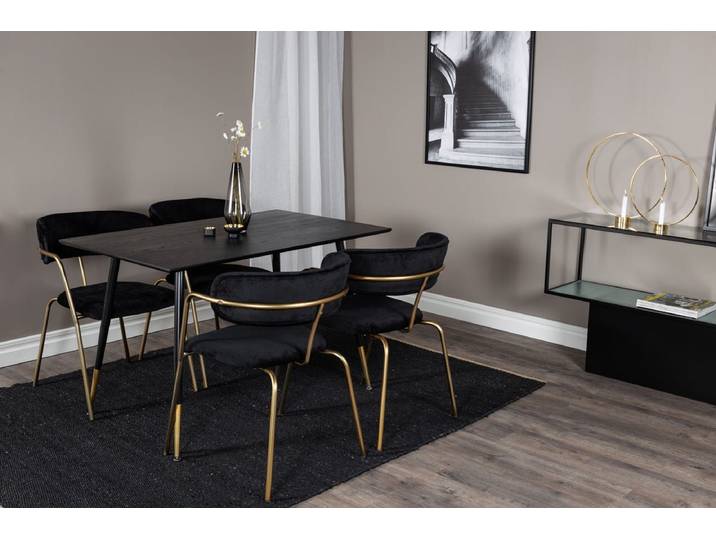 Esstisch Zayen - stilvoll, modern und zeitlos - Schwarz-Gold - 120x85 - Luxusbetten24