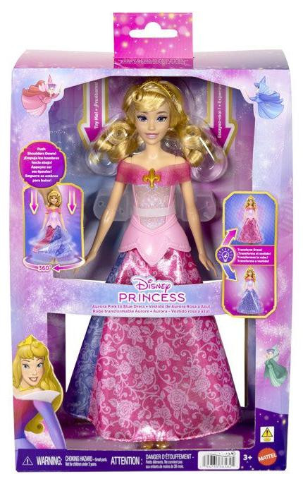 Mattel Disney Aurora pop met lichtgevende jurk die van kleur verandert