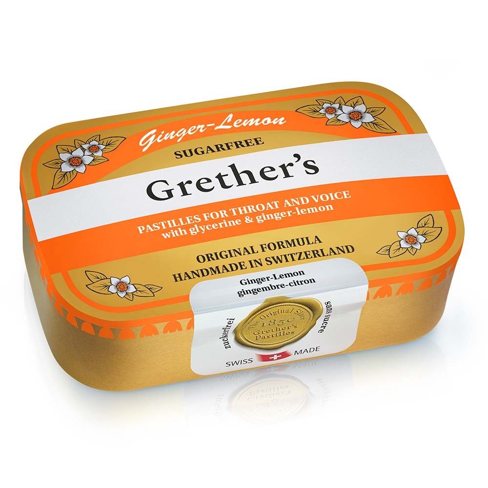 Grethers Ginger Lemon zuckerfrei Pastillen Dose 110 g
