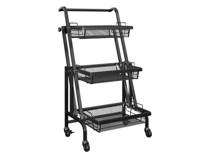 Support de rangement sur chariot, support de rangement pliable multifonctionnel Mobile multicouche sur pied
