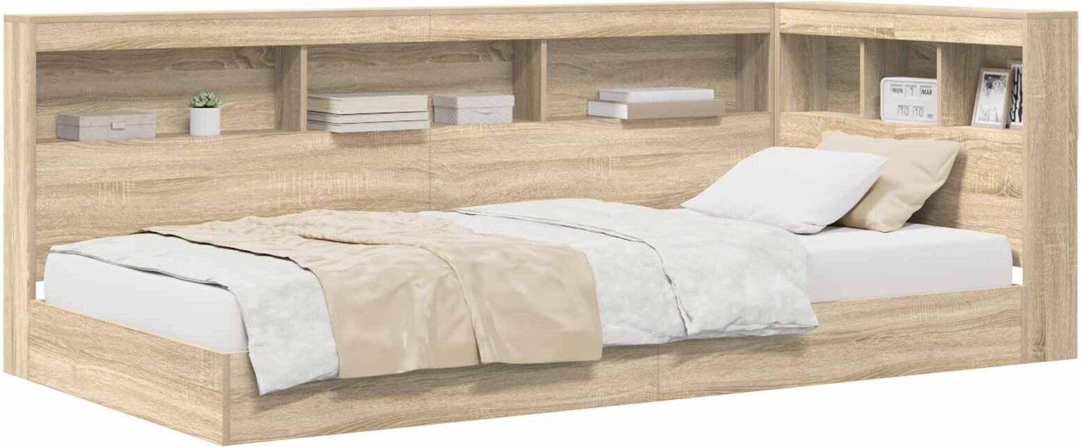vidaXL Lit Bibliothèque Chêne Sonoma 75 x 190 cm Bois d'ingénierie