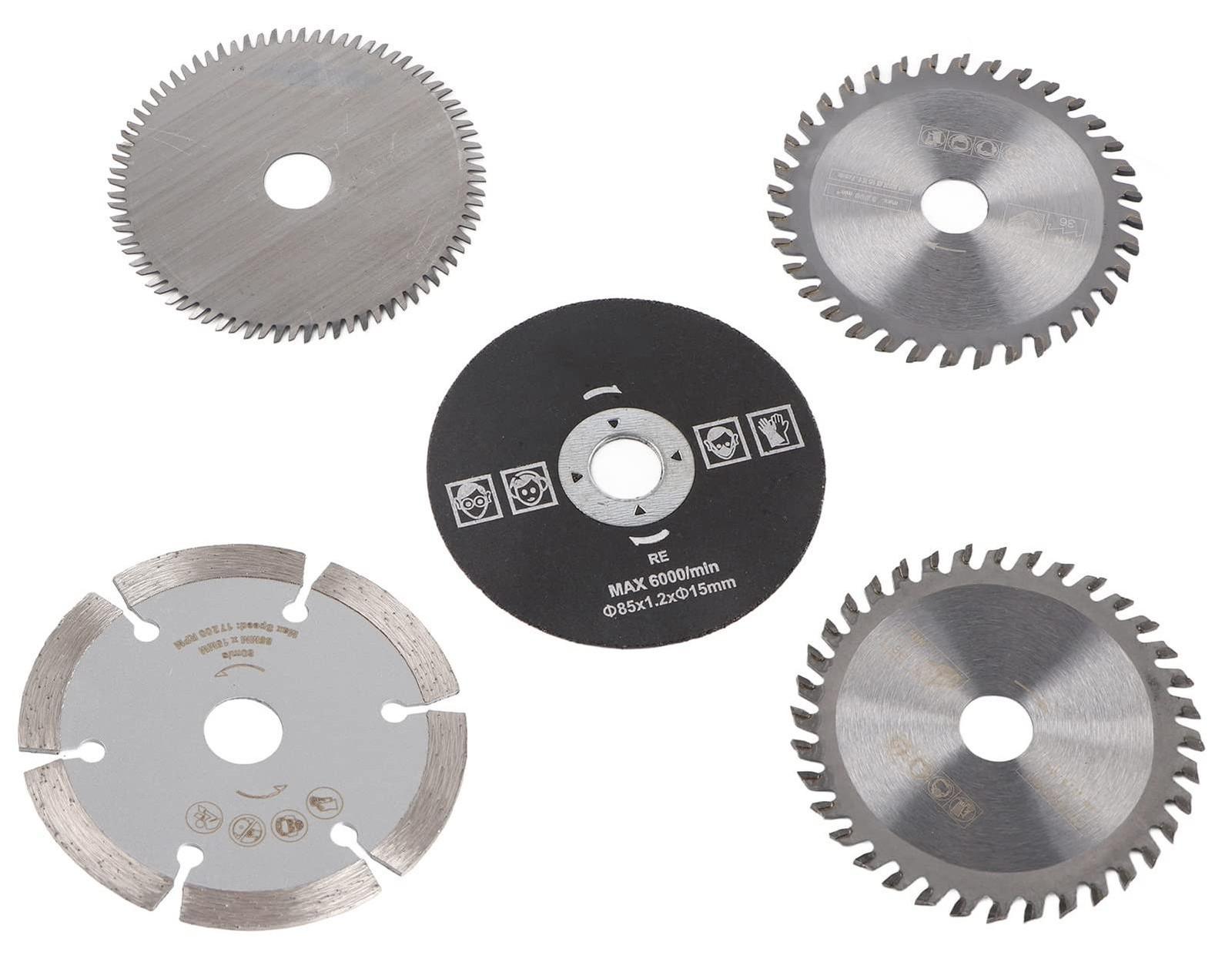 Solidchoice Set van 5 Mini Cirkelzaagbladen van 85mm