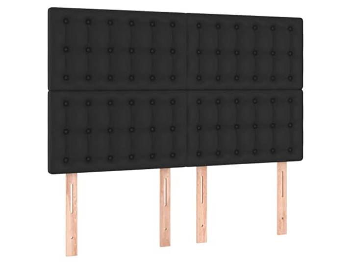vidaXL LED Kopfteil Schwarz 144x5x118/128 cm Kunstleder