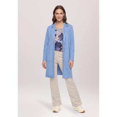 Jackenblazer BETTY BARCLAY "Damen ohne Verschluss", Damen, Gr. 38, blau (infinity), Samt, Obermaterial: 95% Polyester, 5% Elasthan, gerade lang, Blazer