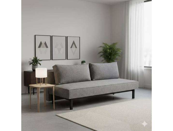 Schlafsofa Ellwood Webstoff mit Stauraum Kunstfaser 68x200x94cm Dunkelgrau ausziehbar industrial