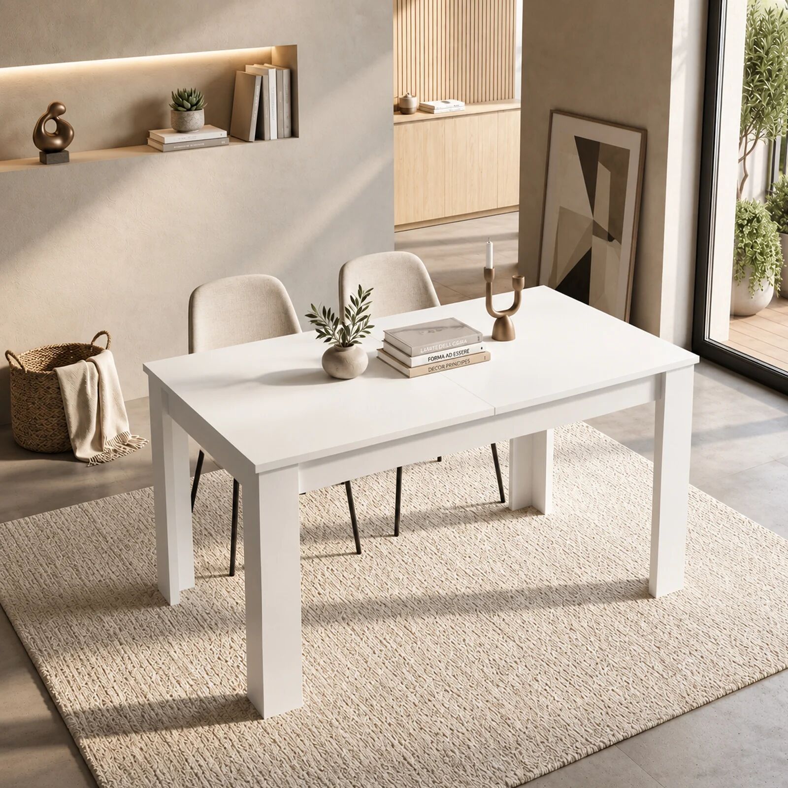 garneroarredamenti Tavolo 140/190cm da pranzo allungabile bianco lucido Afrodite