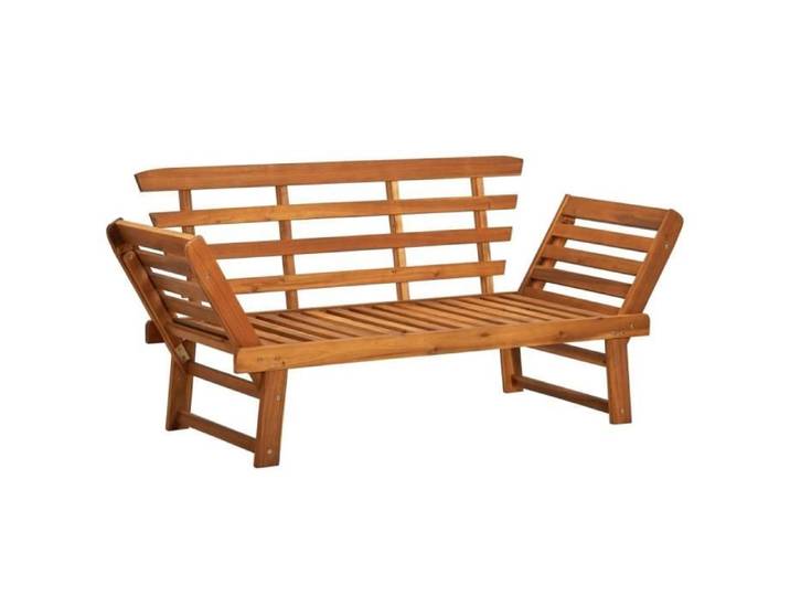 Banc de jardin 2-en-1 en bois d'acacia avec coussins - VIDAXL