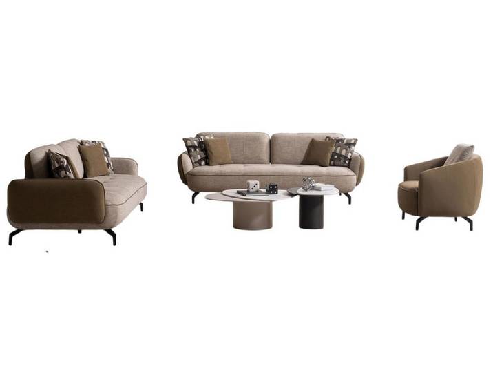 JVmoebel Polstergarnitur Beige Couchgarnitur mit stilvollem Design und Couchtischen, (5-tlg)