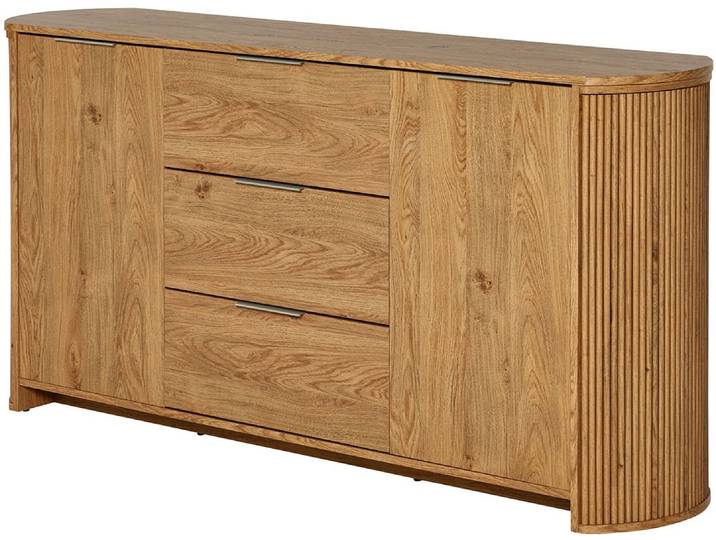 TV-Board JAHNKE MOON TV 175 , braun (montana eiche), B:160cm H:80cm T:39cm, Holzwerkstoff, Sideboards, TV-Board, Sideboard, 2 Türen & 3 Schubladen, abgerundet, Breite ca. 160 cm